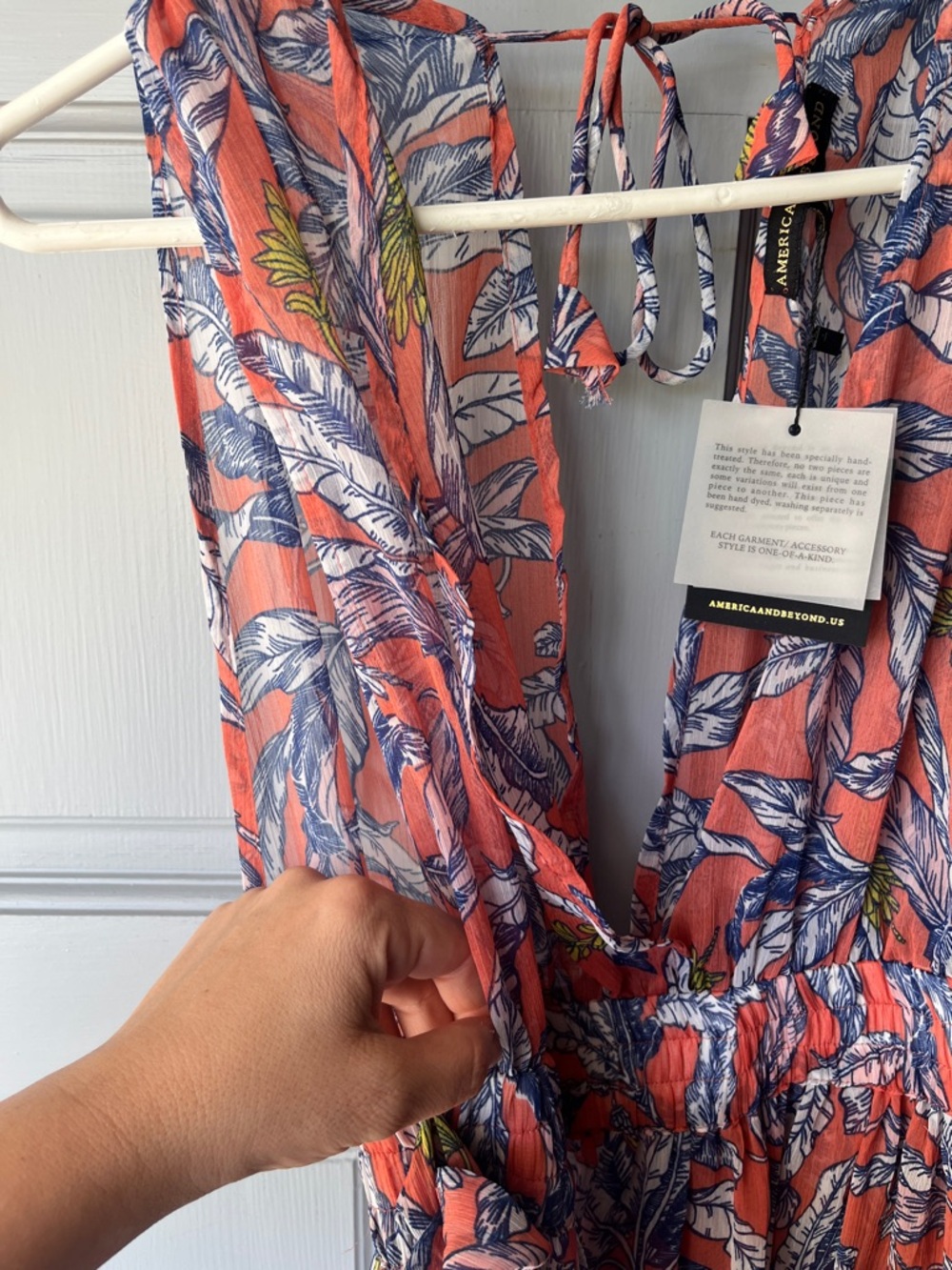 America & Beyond NEW Tropical Leaf Print Maxi Dress Coverup Women’s Sz M - Picture 10 of 12